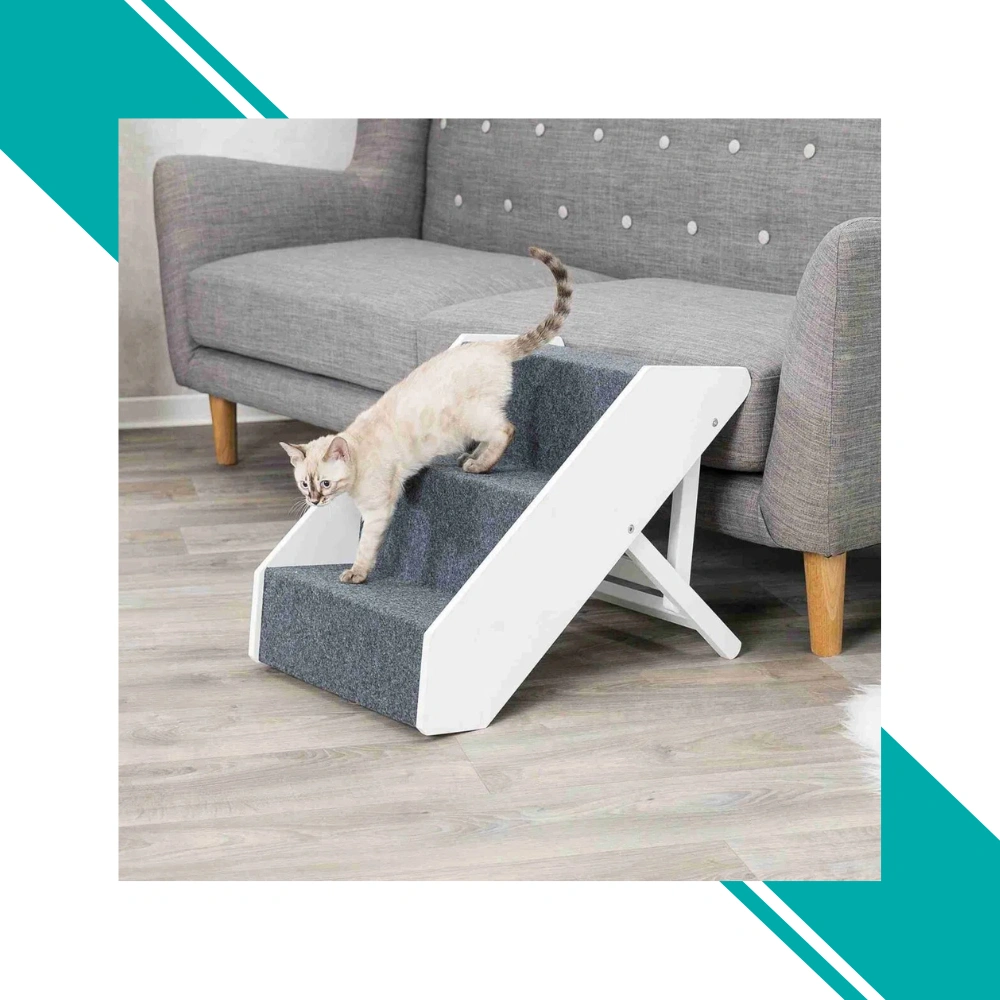 Trixie Height Adjustable Pet Stairs, Height-Adjust 40 x 67cm White
